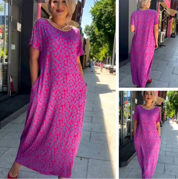 Robe Maxi Imprimée Chic de Printemps Raven avec Poches