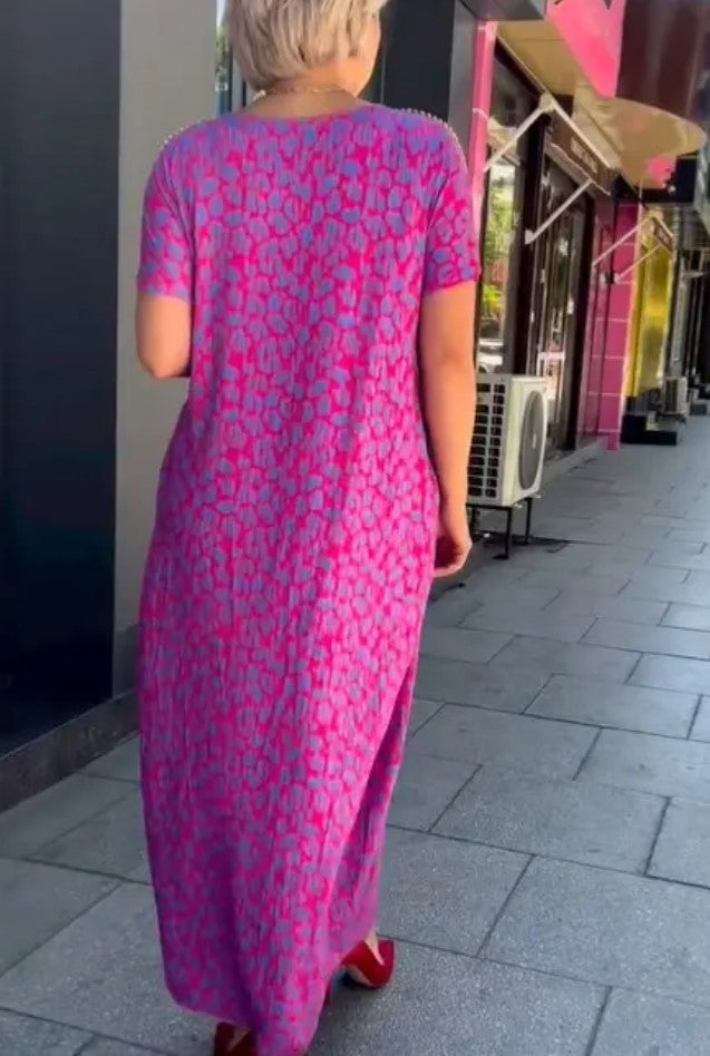 Robe Maxi Imprimée Chic de Printemps Raven avec Poches