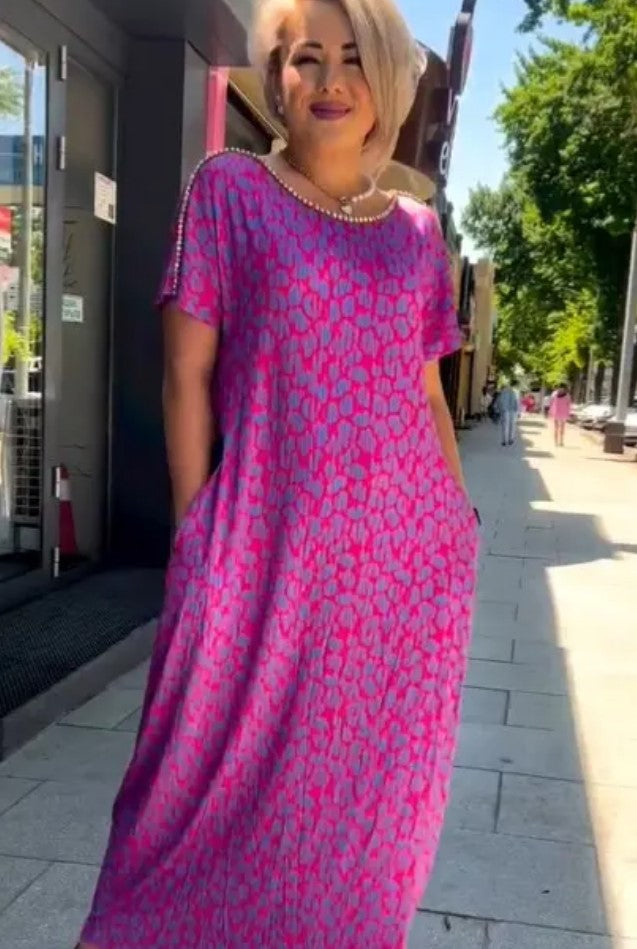 Robe Maxi Imprimée Chic de Printemps Raven avec Poches