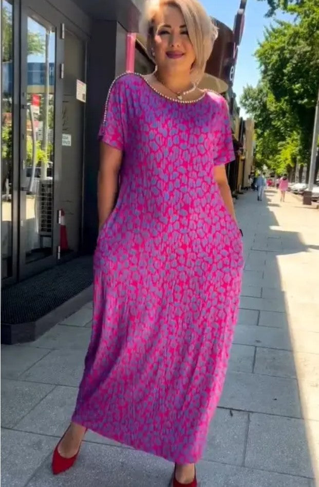 Robe Maxi Imprimée Chic de Printemps Raven avec Poches