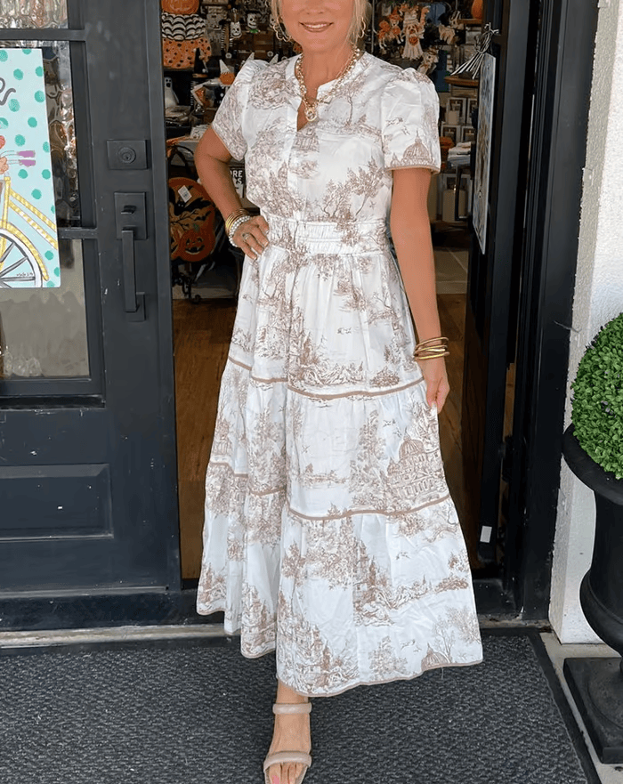 Solene - V-Neck Floral Maxi Dress in Boho Chic Style