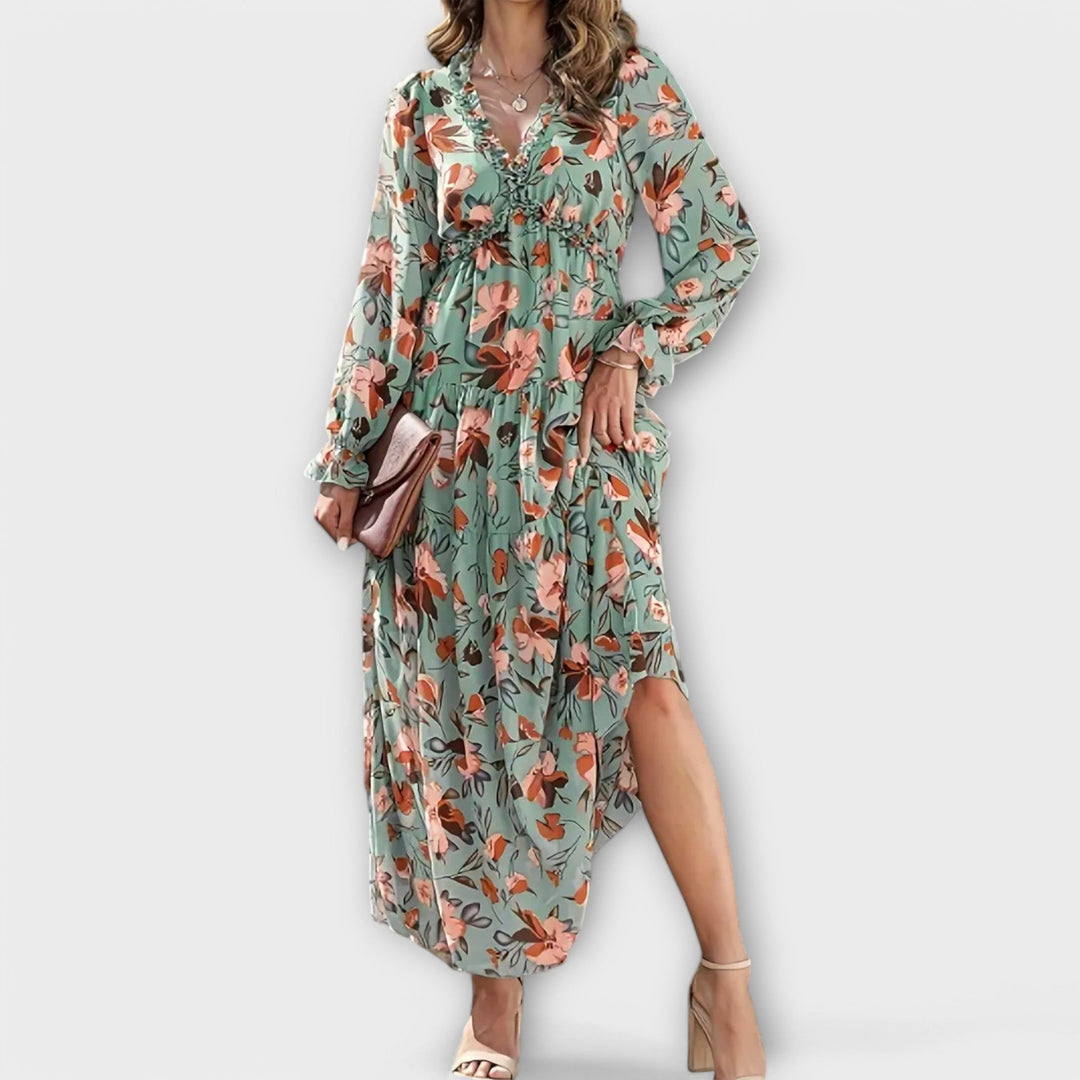 Juno - Élégante Robe Maxi à Motif Floral