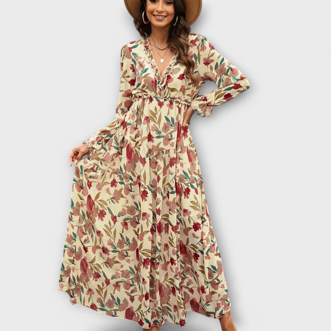 Juno - Élégante Robe Maxi à Motif Floral