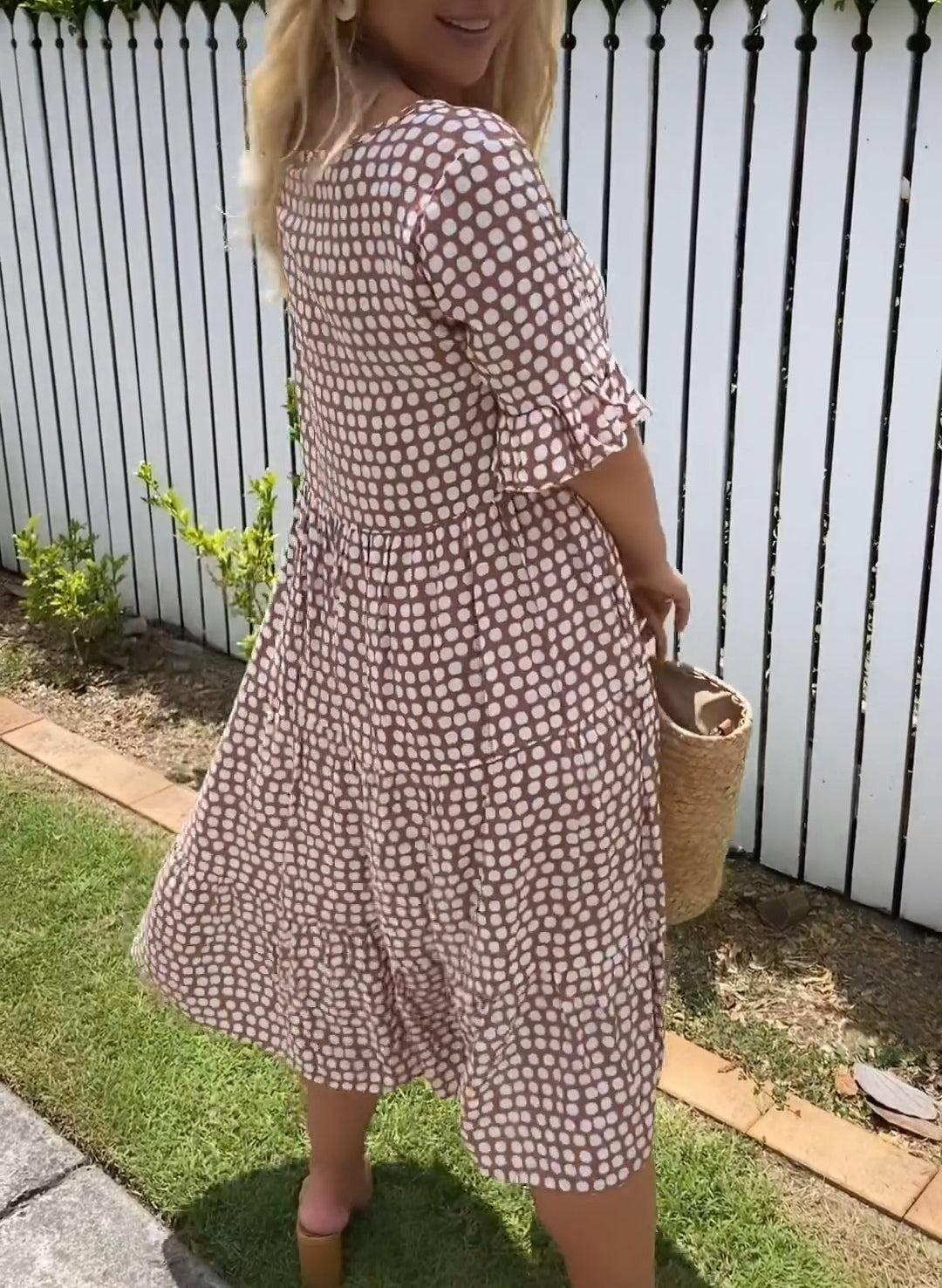 Stella - Robe Midi d'Été à Motifs Pois