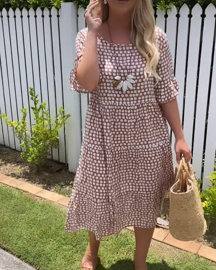 Stella - Robe Midi d'Été à Motifs Pois