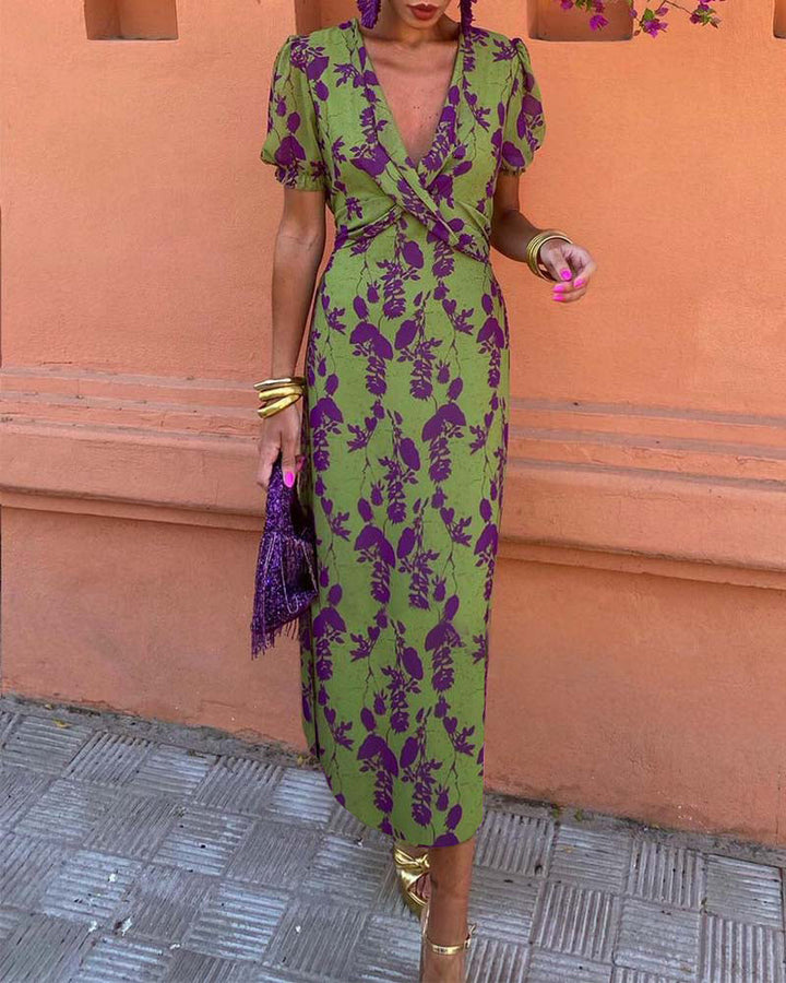 Della - Robe Plissée Boho à Motif Floral pour Femmes