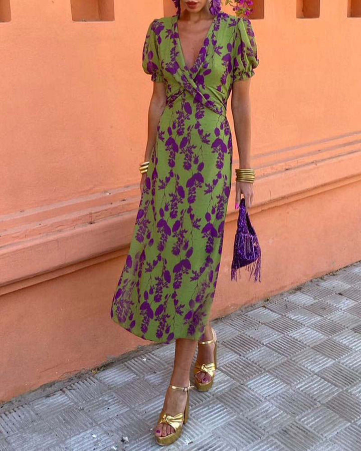 Della - Robe Plissée Boho à Motif Floral pour Femmes