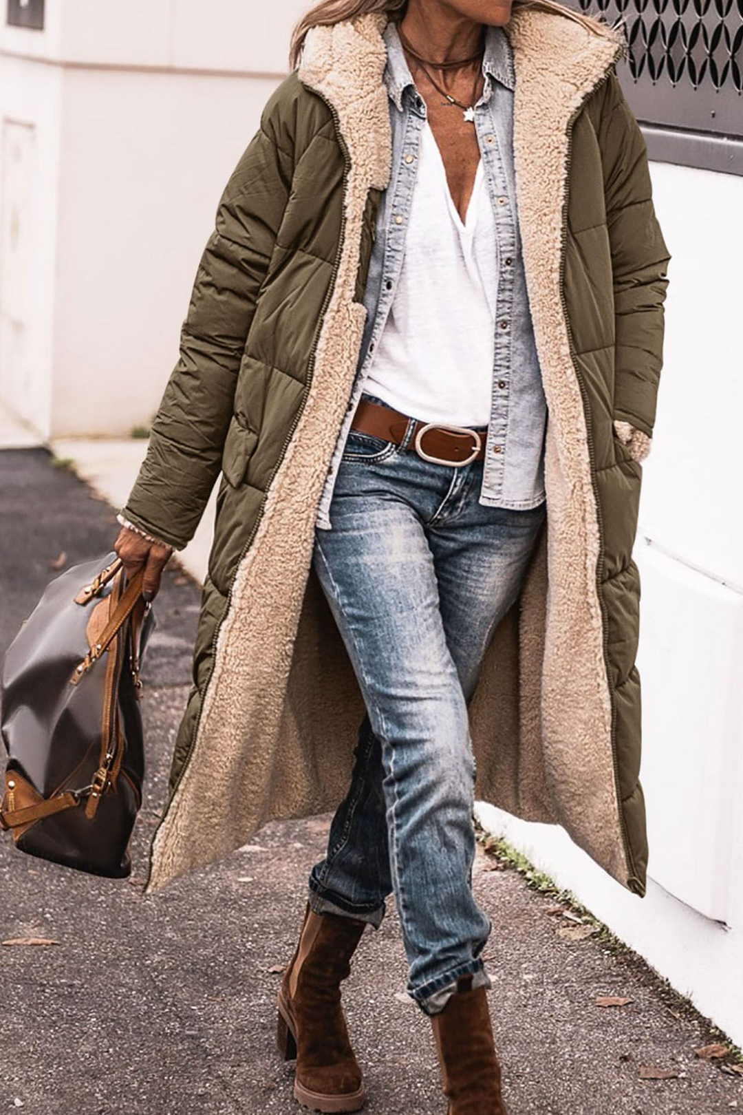 Johna – Luxe Réversible en Sherpa Manteau