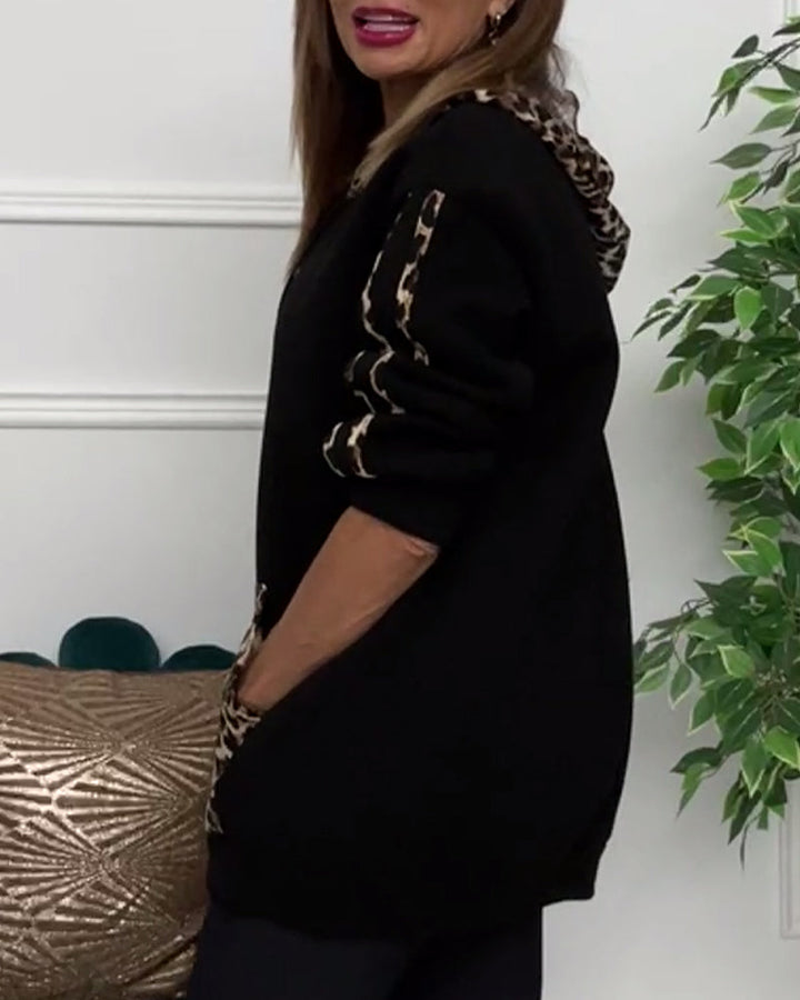 Alyssa™ - Sweat à capuche décontracté en imprimé léopard