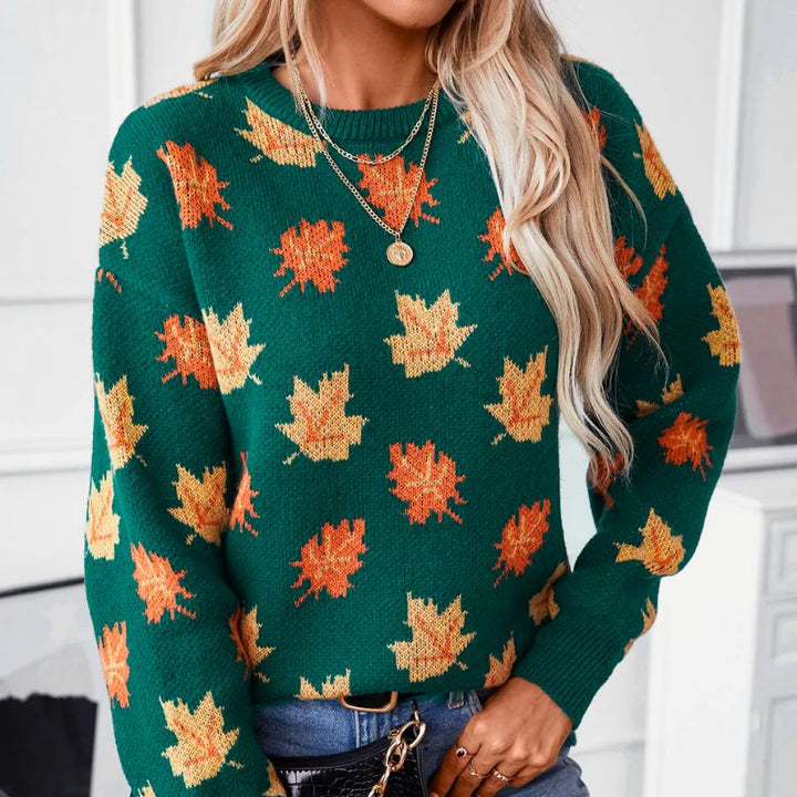 Sophia™ - Comfortable Leaf Print Pull-Over