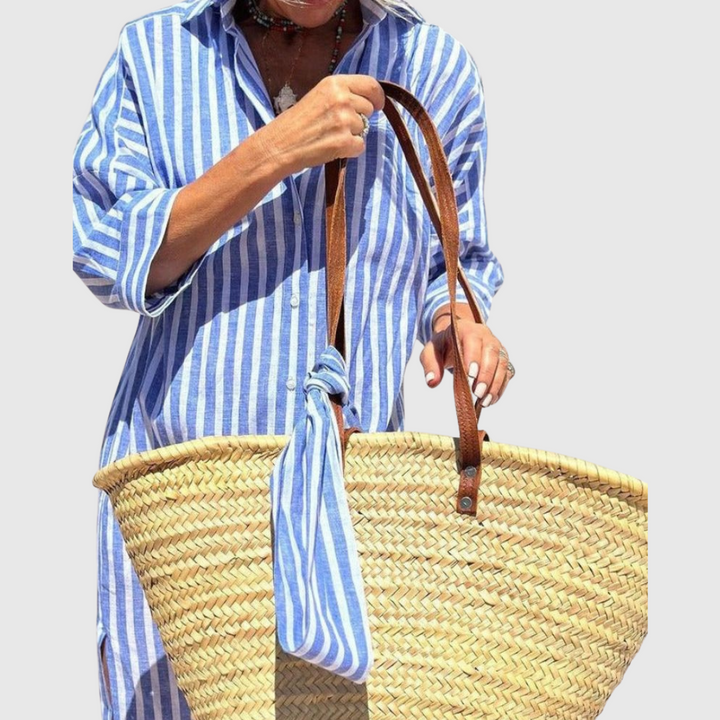 Elodie - Élégante Robe Chemise Rayée