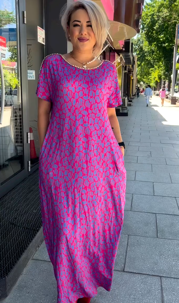 Robe Maxi Imprimée Chic de Printemps Raven avec Poches