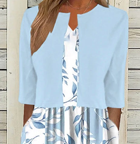 Greer - Robe Midi Fleurie avec Veste Coordonnée