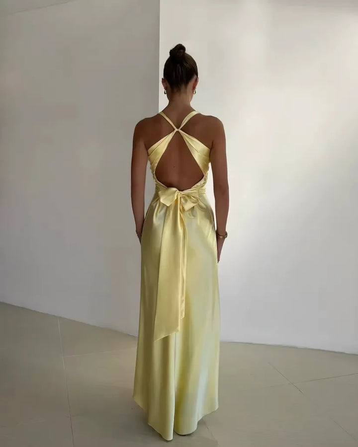 Robe Maxi Satin à Dos Nu en V Rosalyn