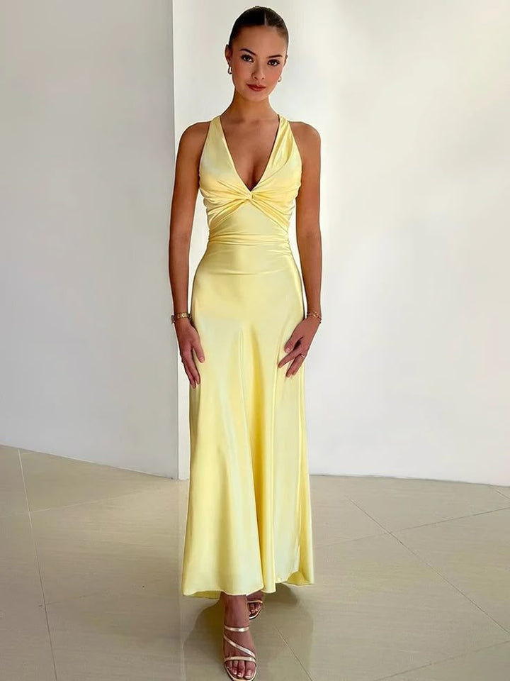 Robe Maxi Satin à Dos Nu en V Rosalyn