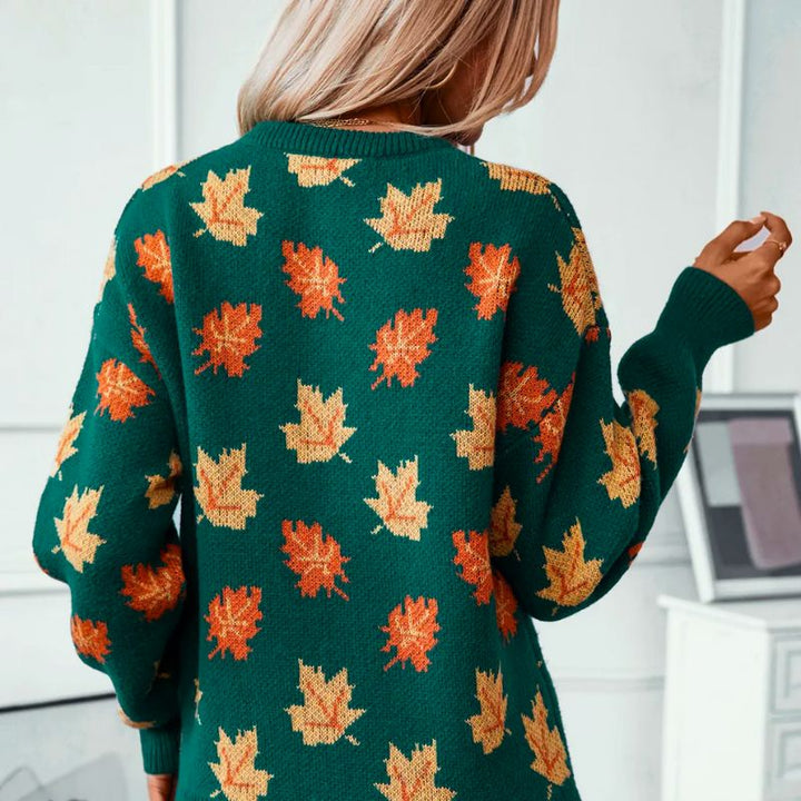 Sophia™ - Comfortable Leaf Print Pull-Over