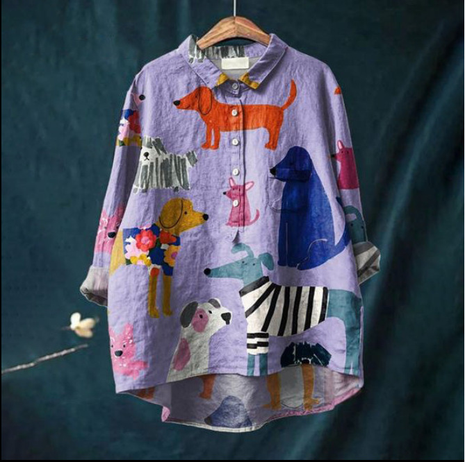 Isabella - Chemise Femme Imprimée Chien de Luxe