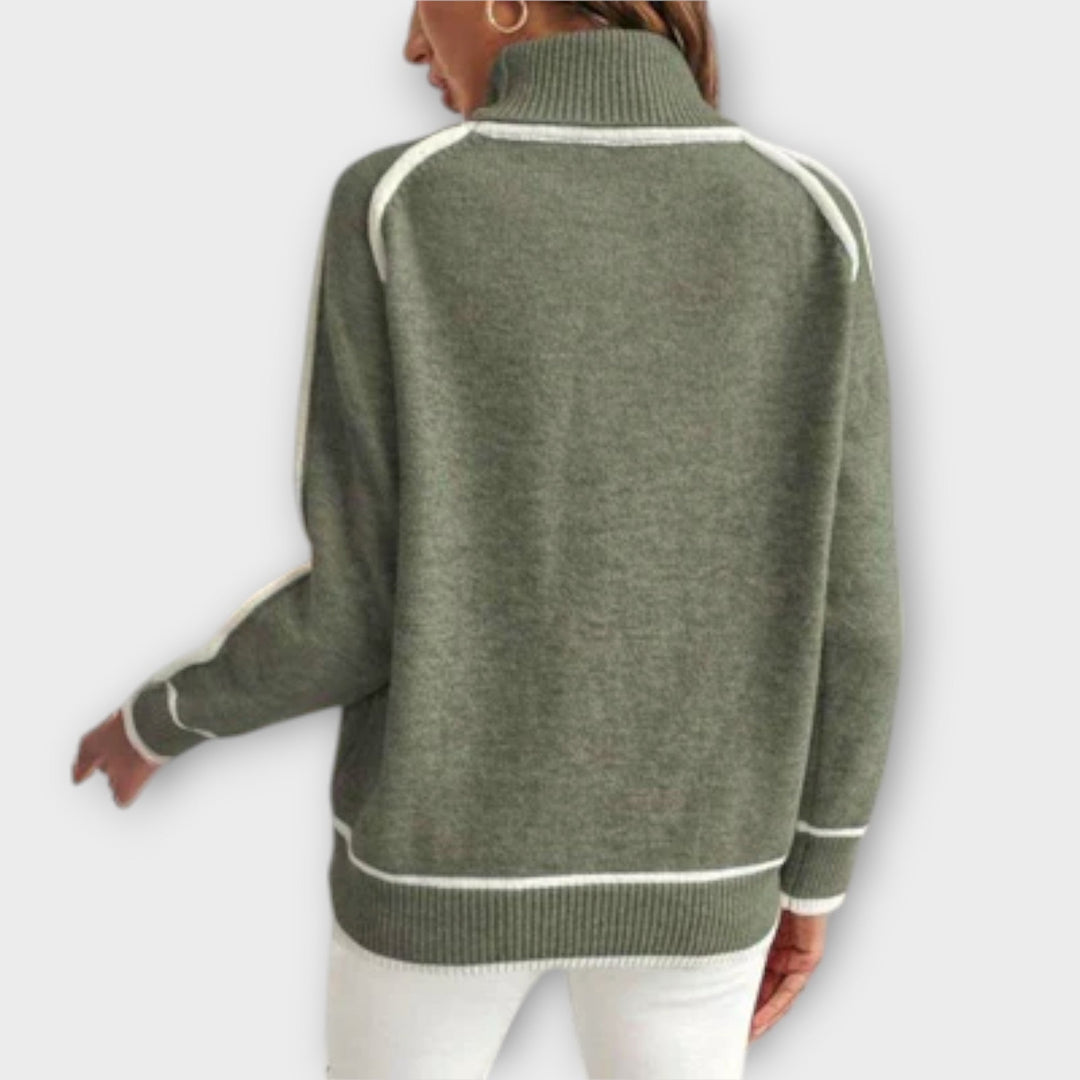 Pull en Tricot Vert Olive de Luxe