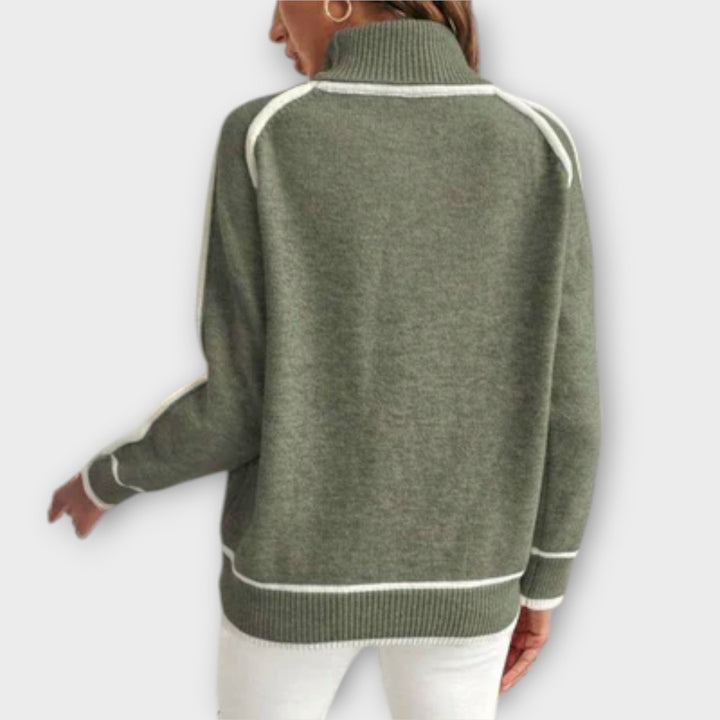 Pull en Tricot Vert Olive de Luxe