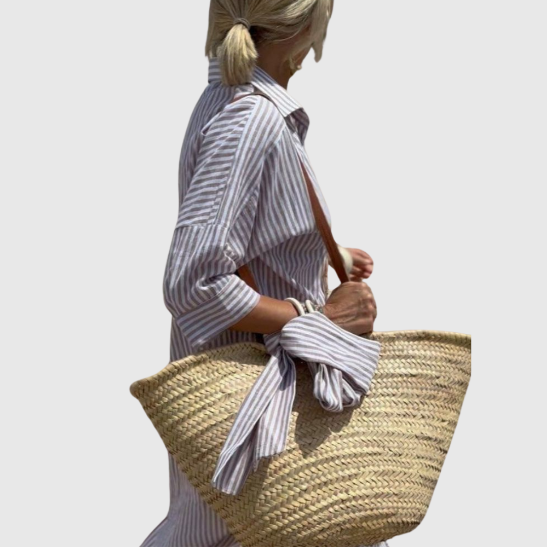 Elodie - Élégante Robe Chemise Rayée