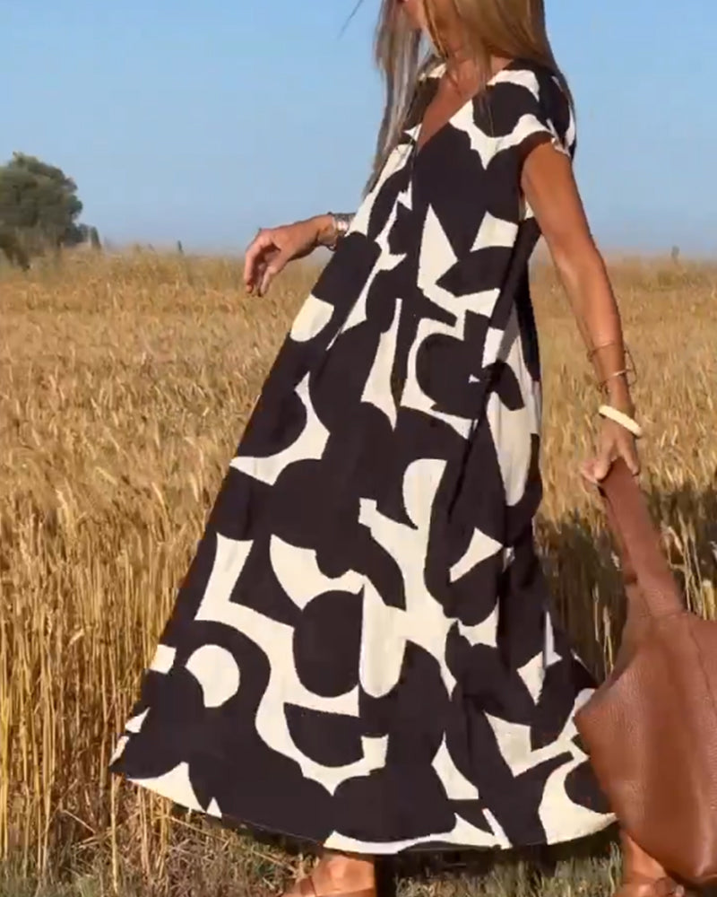 Elowen - Robe sans manches à motif géométrique asymétrique