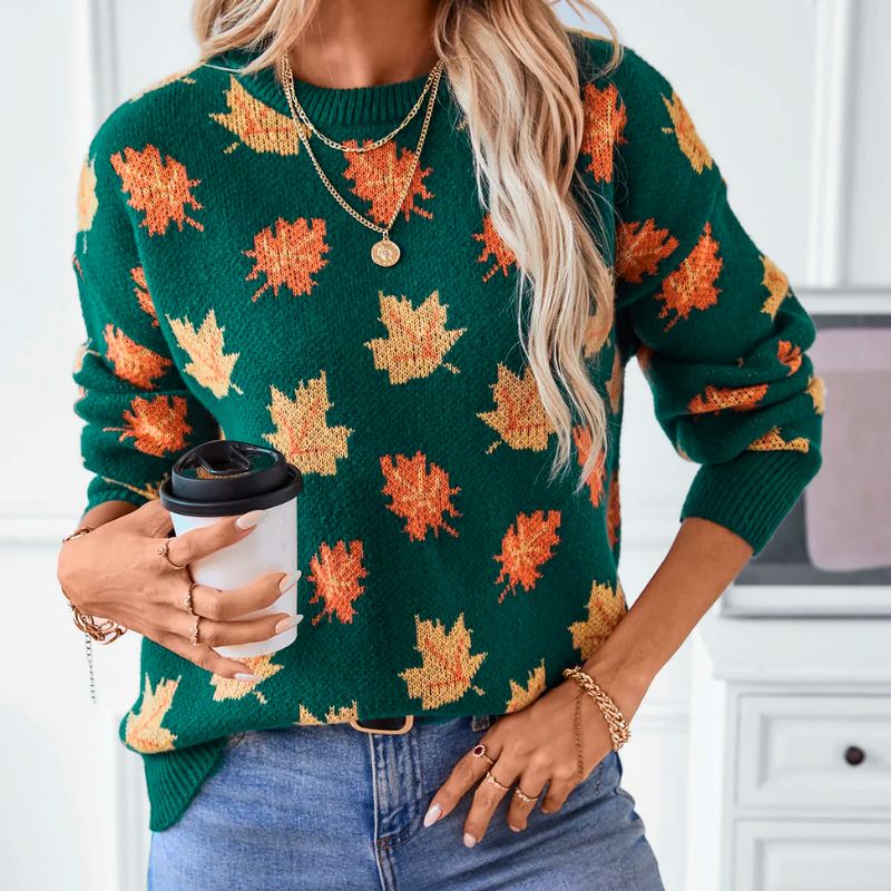 Sophia™ - Comfortable Leaf Print Pull-Over