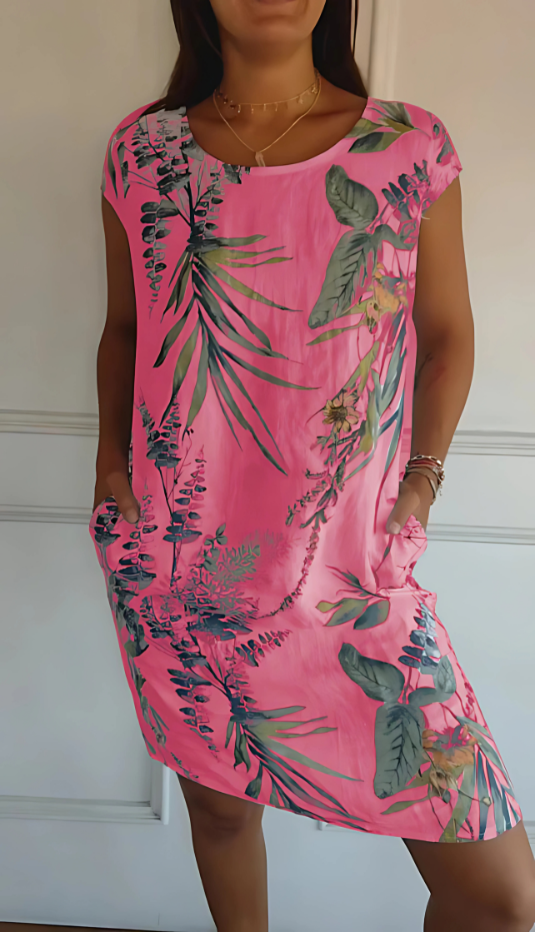 Iris - Robe décontractée imprimée à coupe ample, longueur genoux