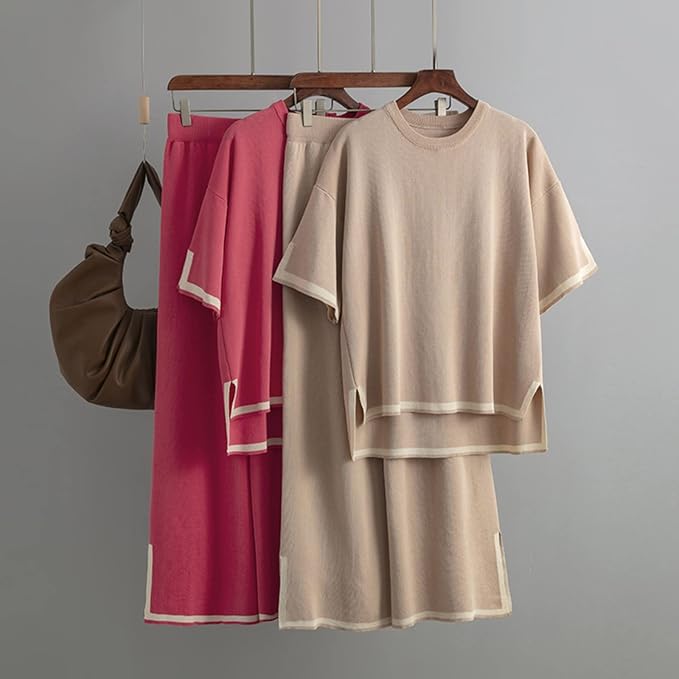 Charlotte™ - Ensemble Chic en Soie Satinée à Manches Courtes