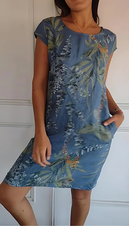 Iris - Robe décontractée imprimée à coupe ample, longueur genoux