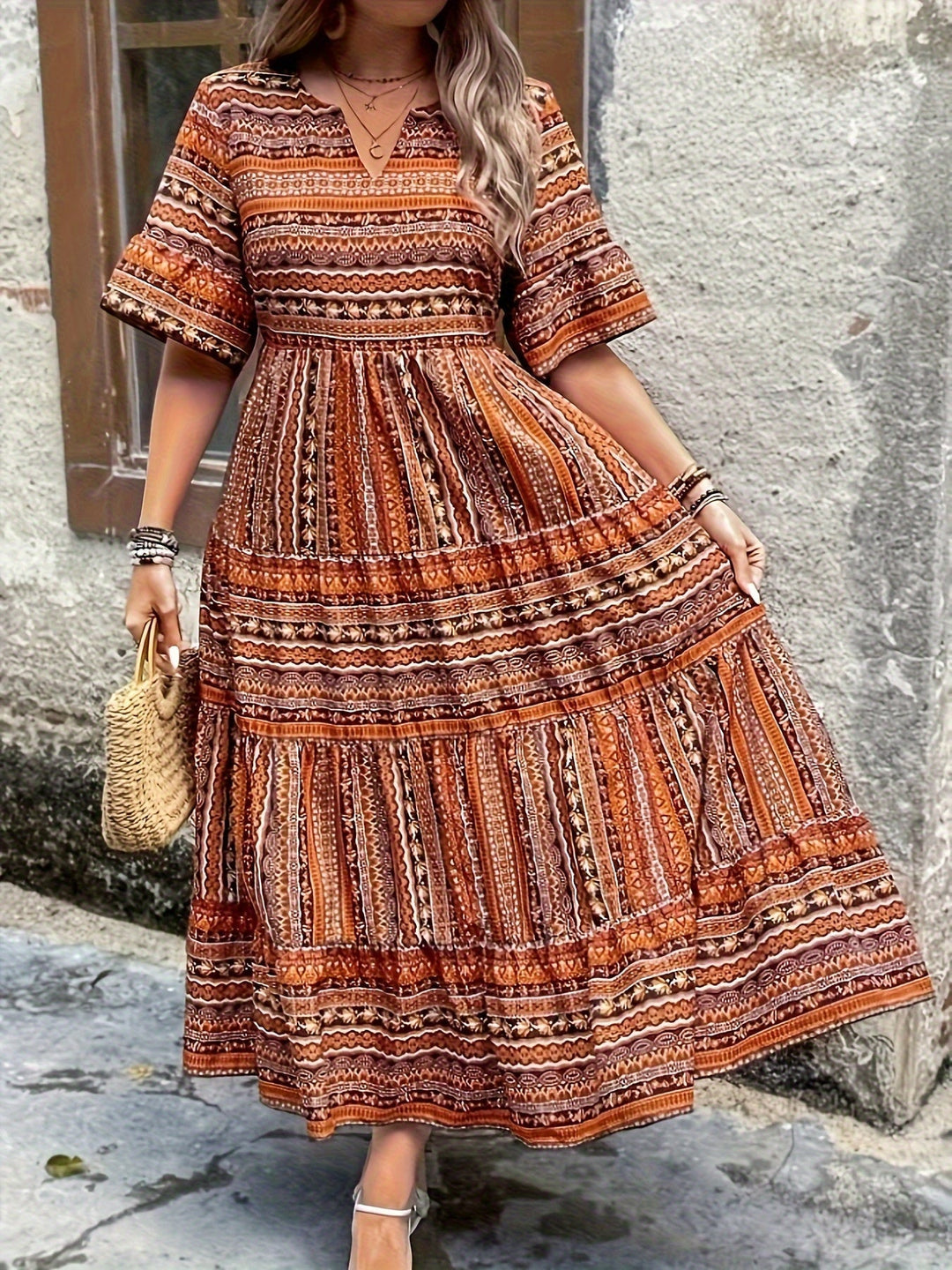 Sylpha - Élégante Robe Bohème à Motif Ethnique