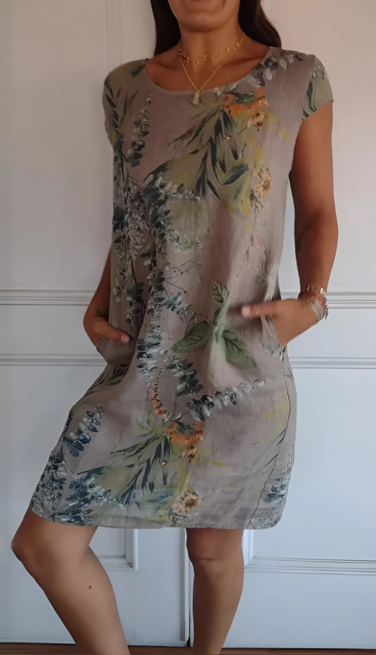 Iris - Robe décontractée imprimée à coupe ample, longueur genoux