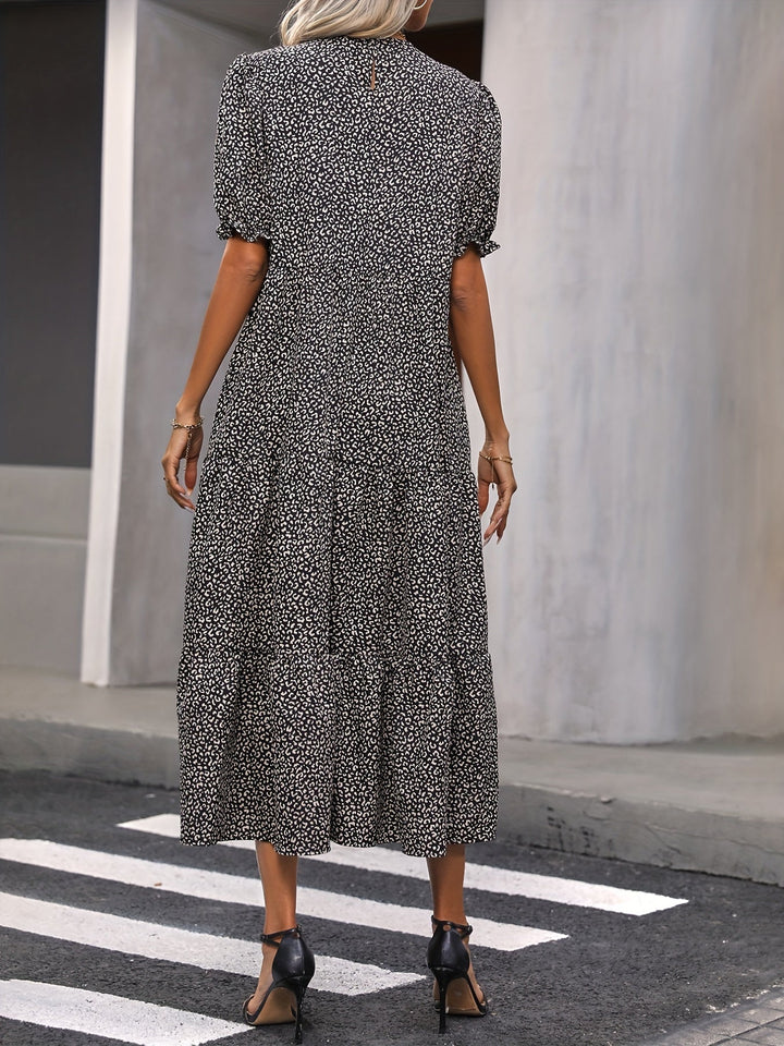 Harriet - Robe Casual à Col Rond avec Détails en Volants