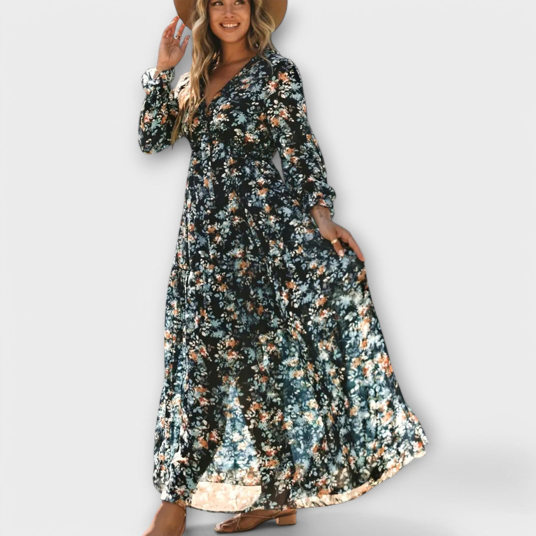 Juno - Élégante Robe Maxi à Motif Floral