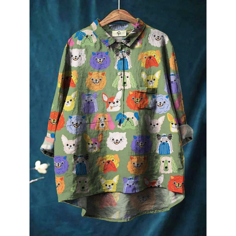 Isabella - Chemise Femme Imprimée Chien de Luxe