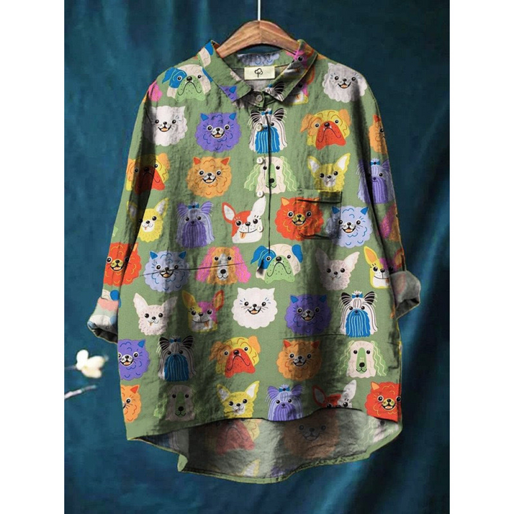 Isabella - Chemise Femme Imprimée Chien de Luxe