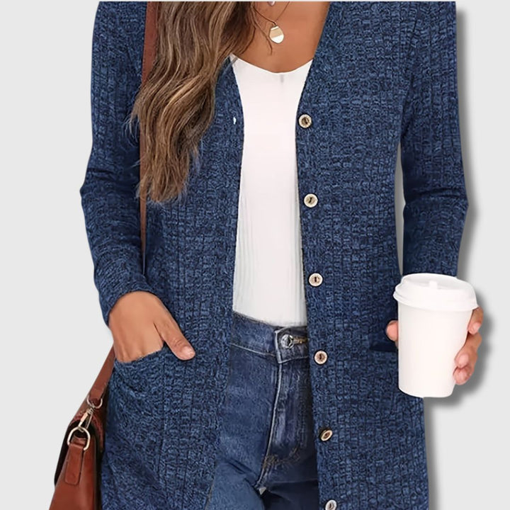 Fabienne - Élégance Intemporelle Cardigan Chic à Poches pour Femme