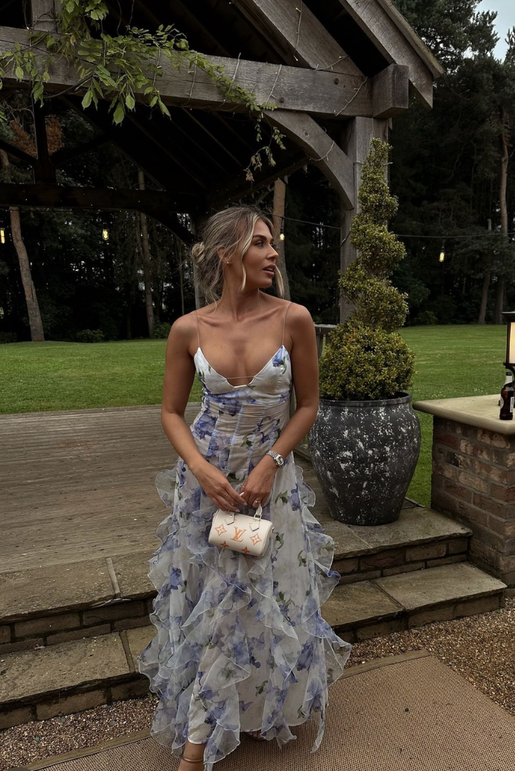 Gloria - Robe Maxi de Plage avec Découpes Florales