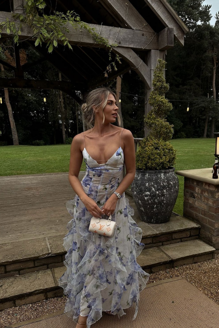 Gloria - Robe Maxi de Plage avec Découpes Florales