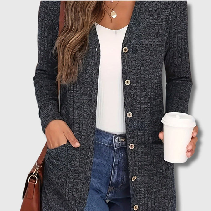 Fabienne - Élégance Intemporelle Cardigan Chic à Poches pour Femme