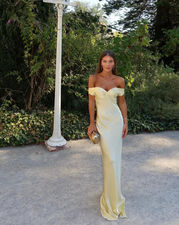 Dove - Robe de soirée satinée sans bretelles