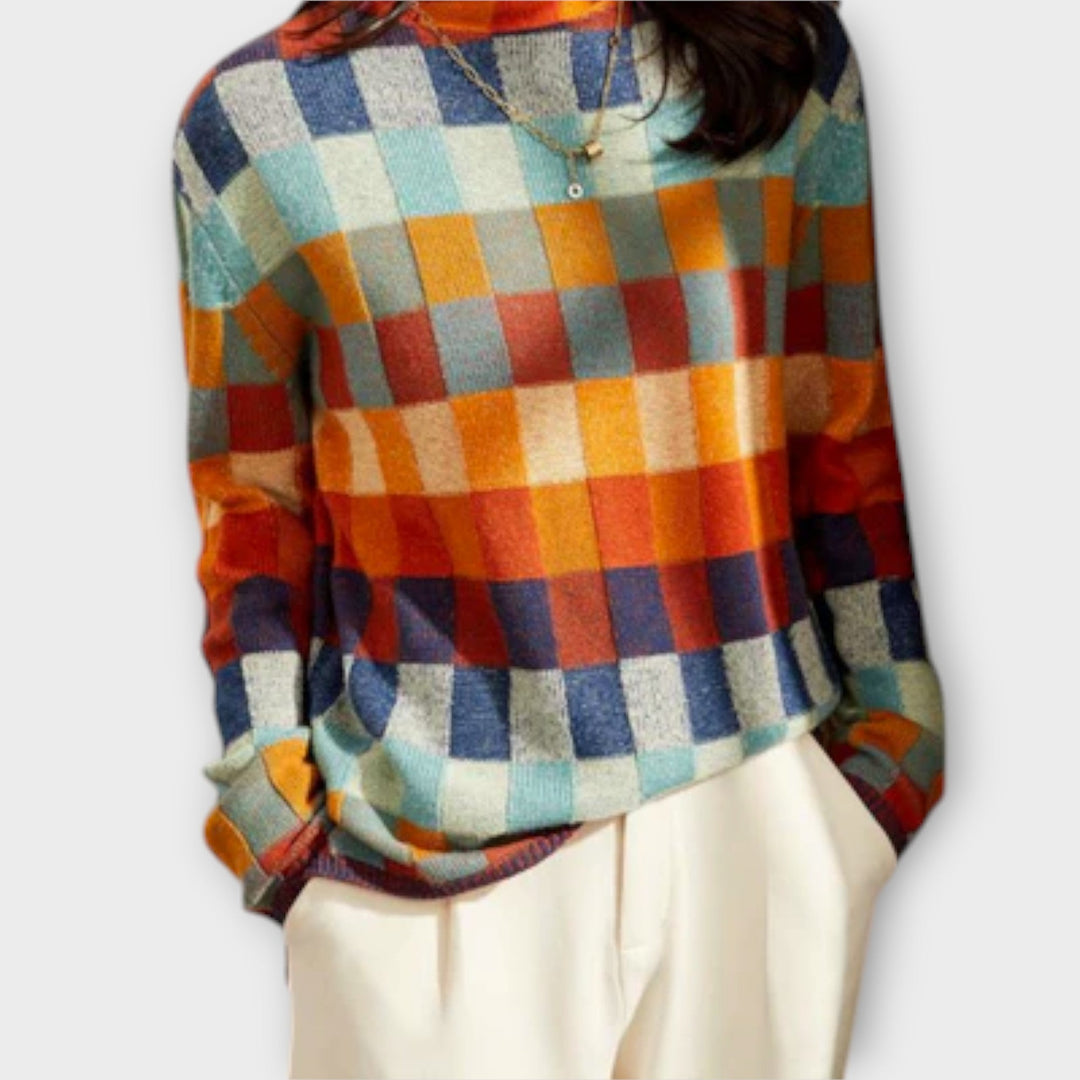 Pull Col Roulé Patchwork