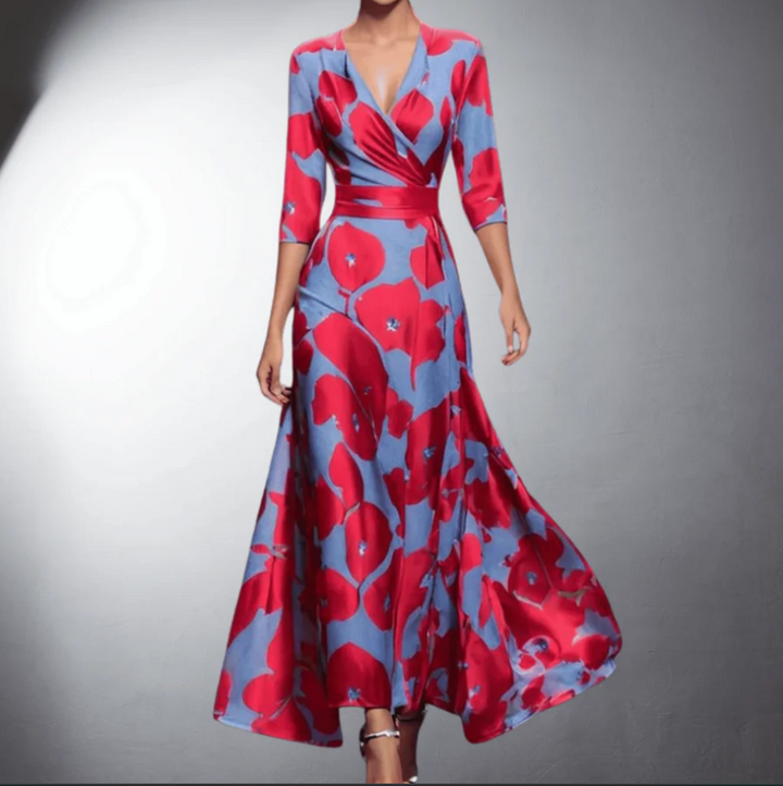 Zoe - Classique Maxi Robe V-Neck à Imprimé Floral