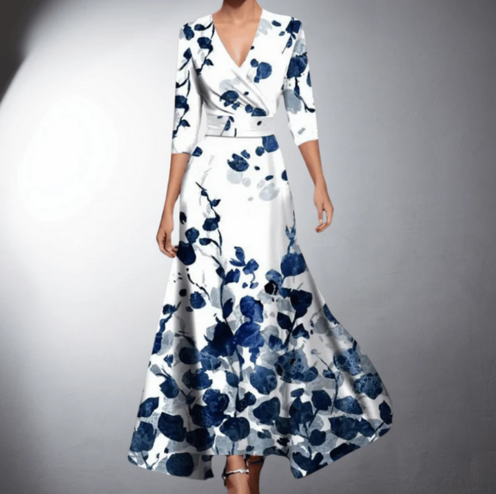 Zoe - Classique Maxi Robe V-Neck à Imprimé Floral