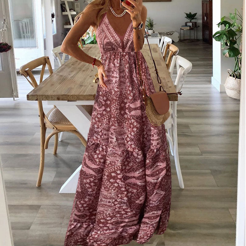 Wren - Robe Maxi Boho à Bretelles Spaghetti et Décolleté en V