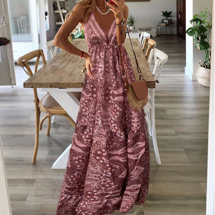 Wren - Robe Maxi Boho à Bretelles Spaghetti et Décolleté en V