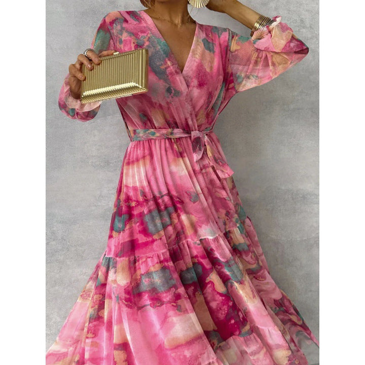 Trinity - Robe Maxi Boho Plissée avec Col en V