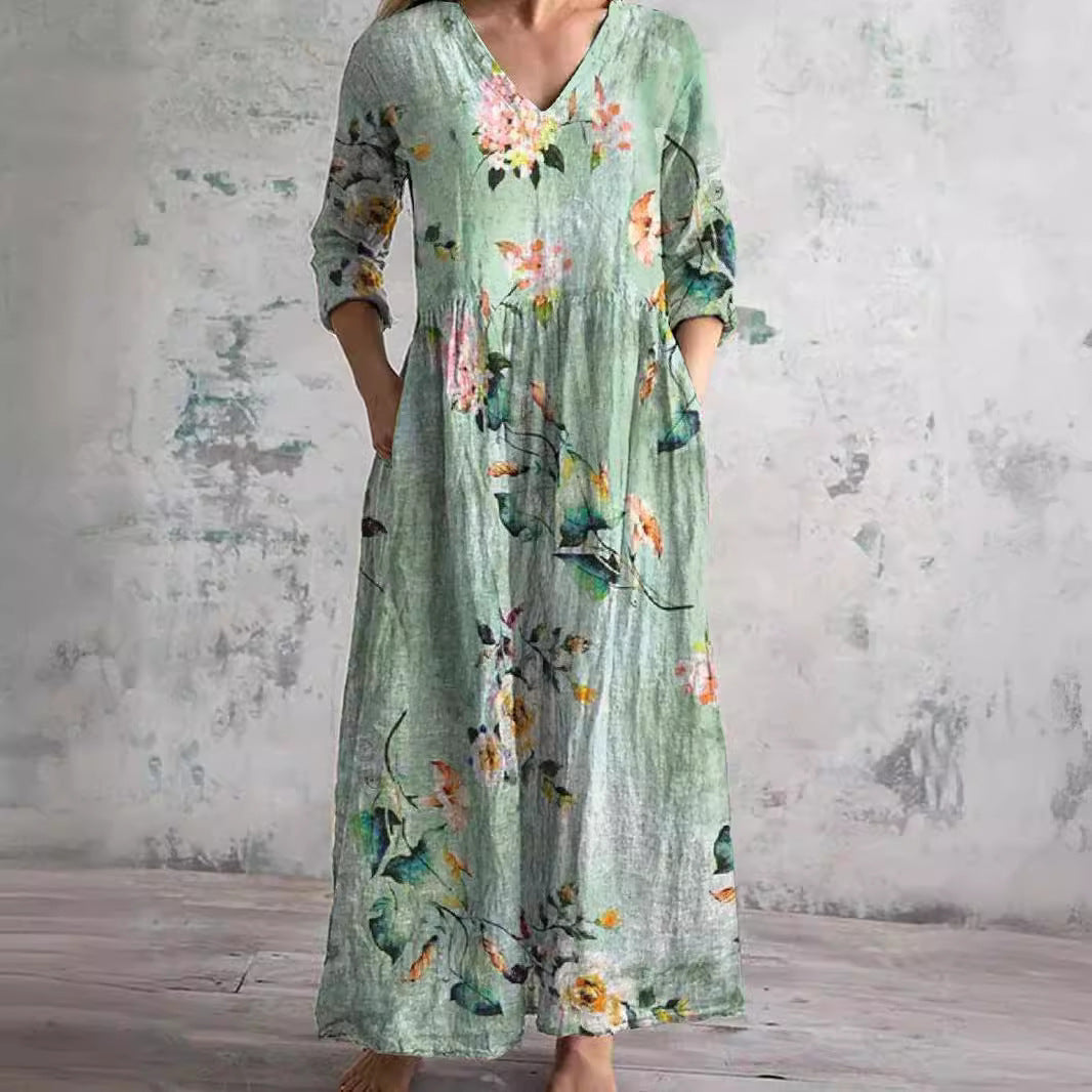 Ivoire - Robe Maxi Boho à Imprimé Floral