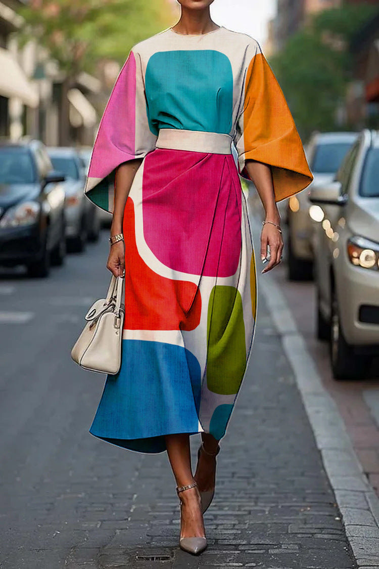 Zoraida - Élégante Robe Longue à Manches Batwing