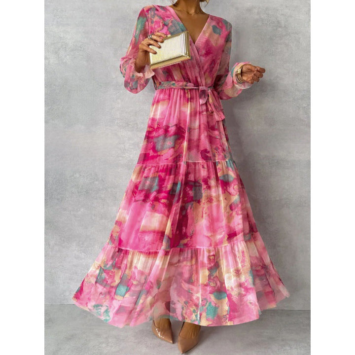 Trinity - Robe Maxi Boho Plissée avec Col en V