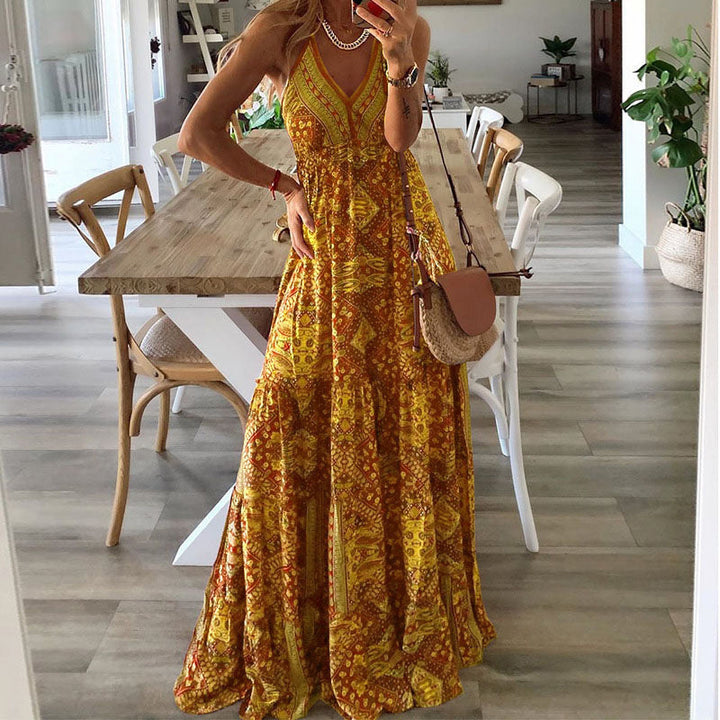 Wren - Robe Maxi Boho à Bretelles Spaghetti et Décolleté en V